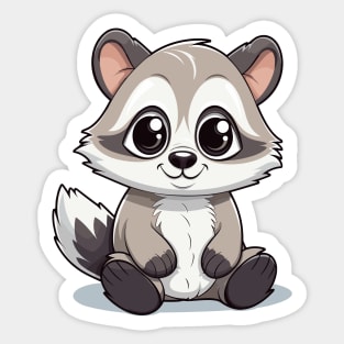 Cartoon Cute Kawaii Adorable Raccoon Sticker